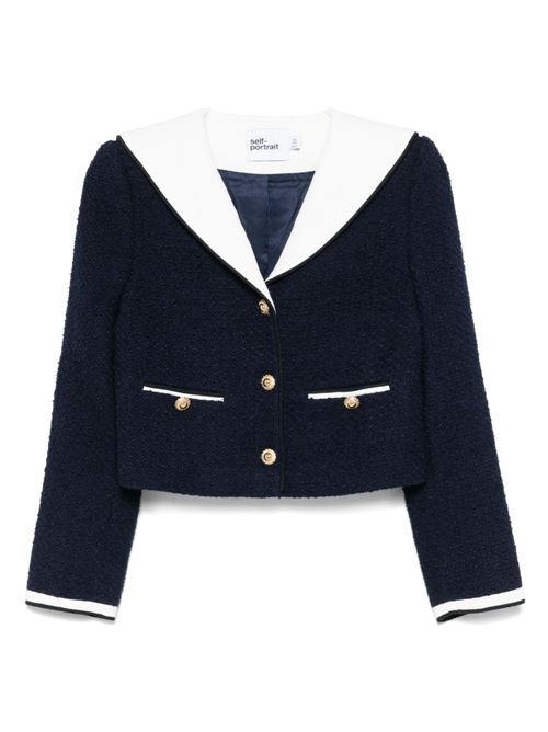 Giacca con colletto a contrasto bouclé SELF PORTRAIT | PF25034JBLUE